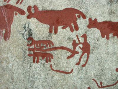 plowing rock carving